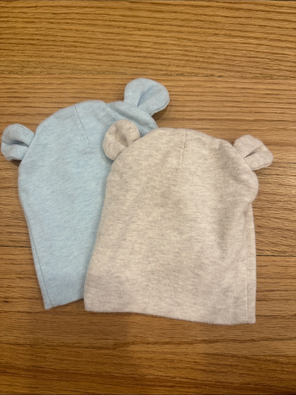 Kids Soft Knit Bear Ear Beanie - Light Blue & Light Gray